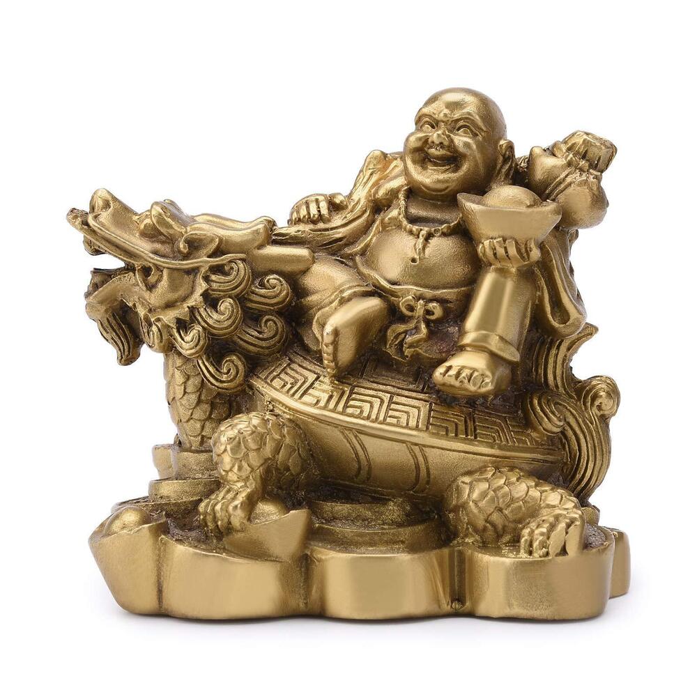 8213 3.3”H Ruyi Laughing Buddha and Turtle-Wealth Good Fortune Health